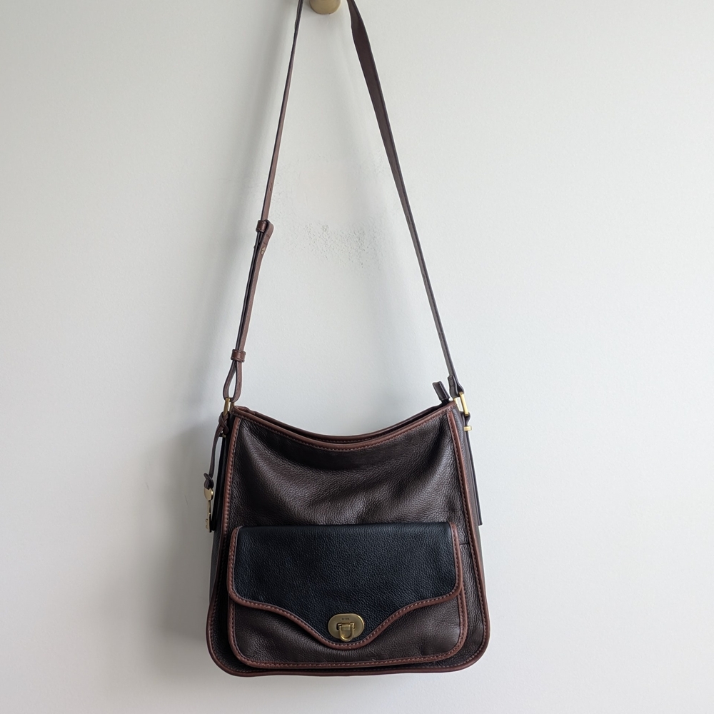 FOSSIL Brown and Black Western Crossbody Bag
